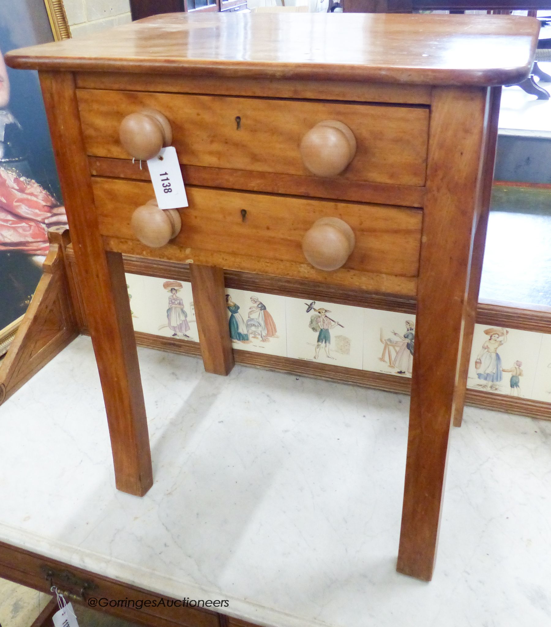 A Victorian satin Burch press table. W-58, D-40,H-68cm.
